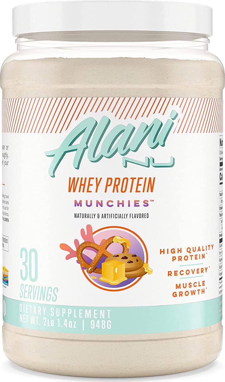 Alani Nu Whey Protein Powder, 23g of Ultra-Premium, Gluten-Free, Low Fat Blend of Fast-digesting Protein, Munchies, 30 Servings