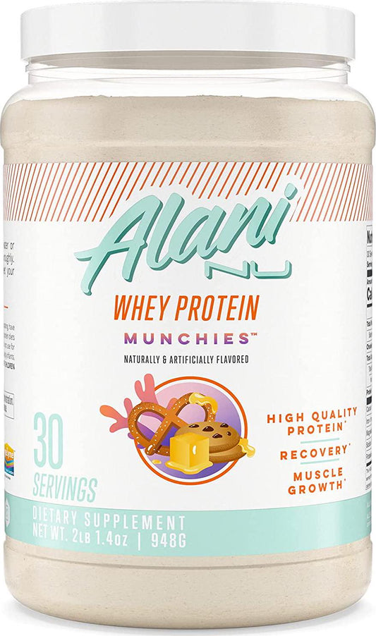 Alani Nu Whey Protein Powder, 23g of Ultra-Premium, Gluten-Free, Low Fat Blend of Fast-digesting Protein, Munchies, 30 Servings