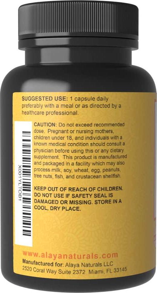Alaya Naturals - Premium Turmeric Curcumin with Bioperine - 750 mg with 95% Standardized Curcuminoids Per Capsule - High Potency, Absorption, Availability - Non-GMO, Lab Tested