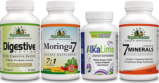 Alcalosis Control Kit - The Banlance pH - Vitamin C + 7 Minerals + Alkaline + Moringa 7 + Digestive Action - Dietary Supplements
