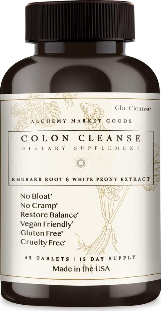 Alchemy Market Goods Gentle Detox Colon Cleanse Restore Balance - 15 Day Cleanse - Plant Based Herbal Formulation Dietary Supplement Without Harsh Laxatives - 45 Vegan Capsules, 750mg