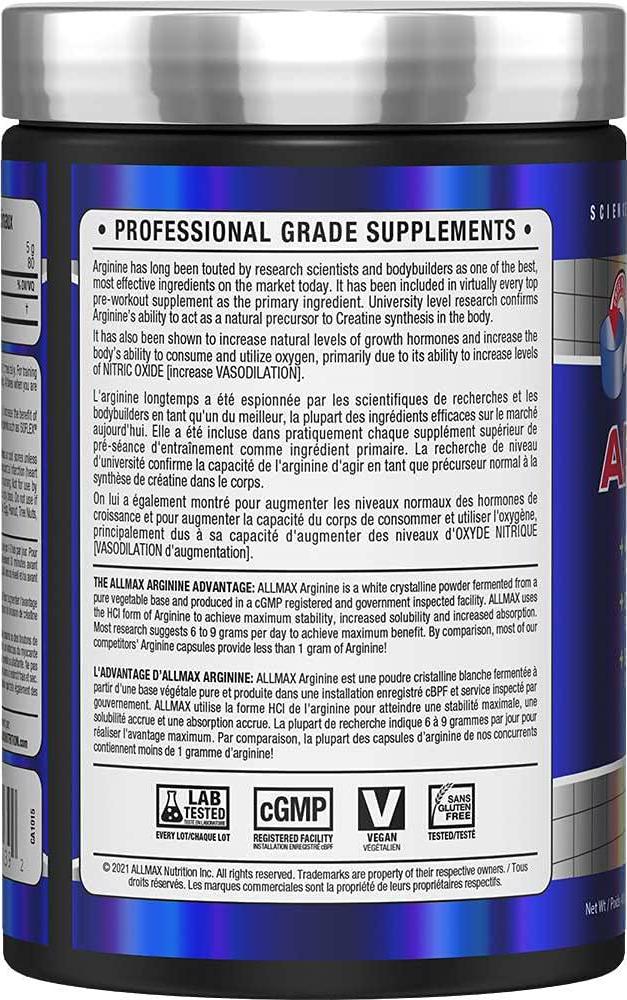 AllMax Arginine HCI - 100% Pure Pharm Grade Arginine, 400 Grams