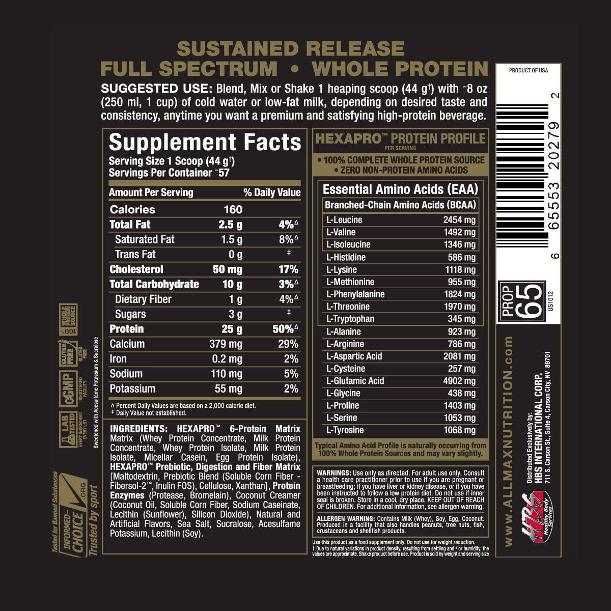 AllMax Hexapro Ultra-Premium 6-Protein Blend - French Vanilla - 2.5kg 2.5kg
