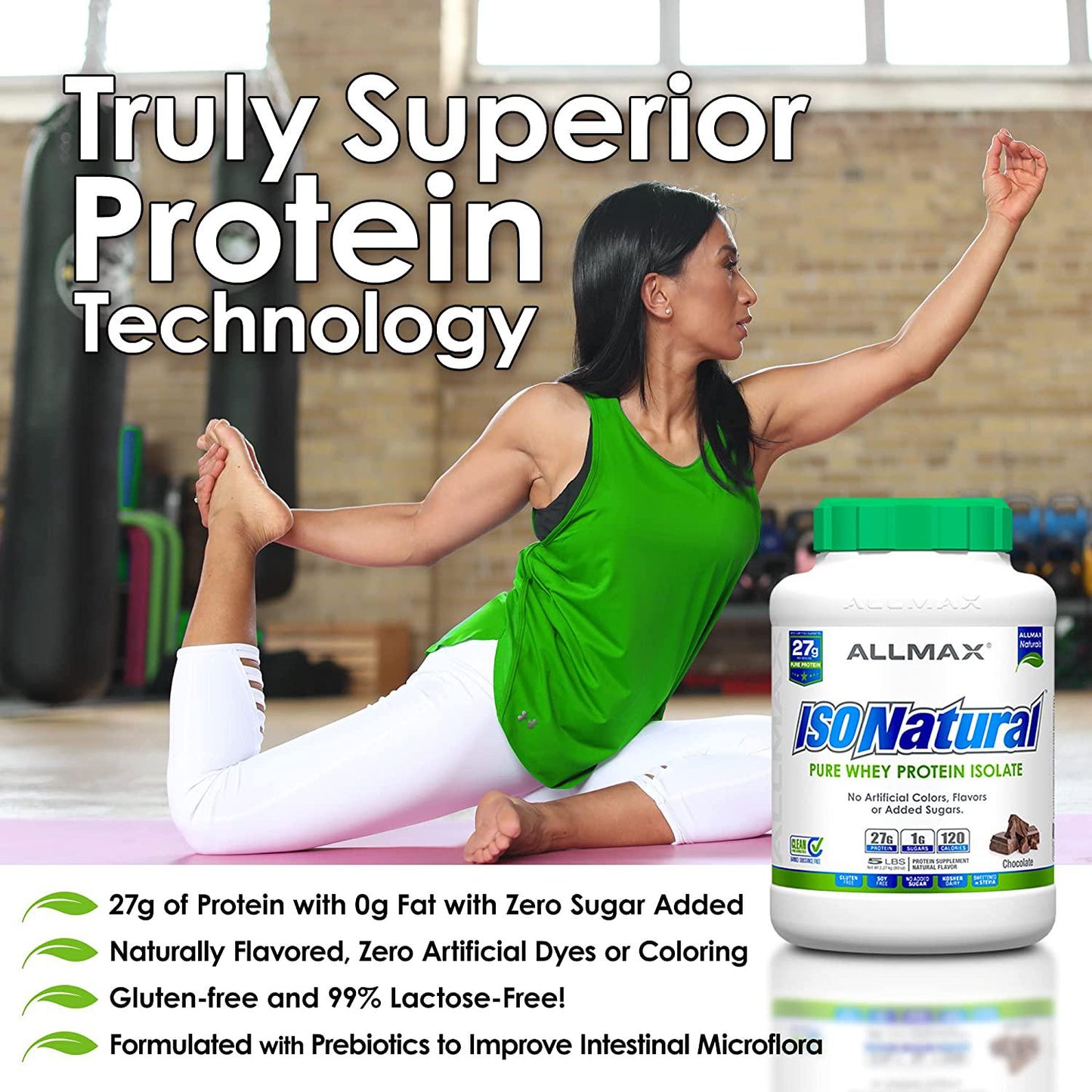 AllMax IsoNatural Natural Whey Protein Isolate, Chocolate, 907g 907g