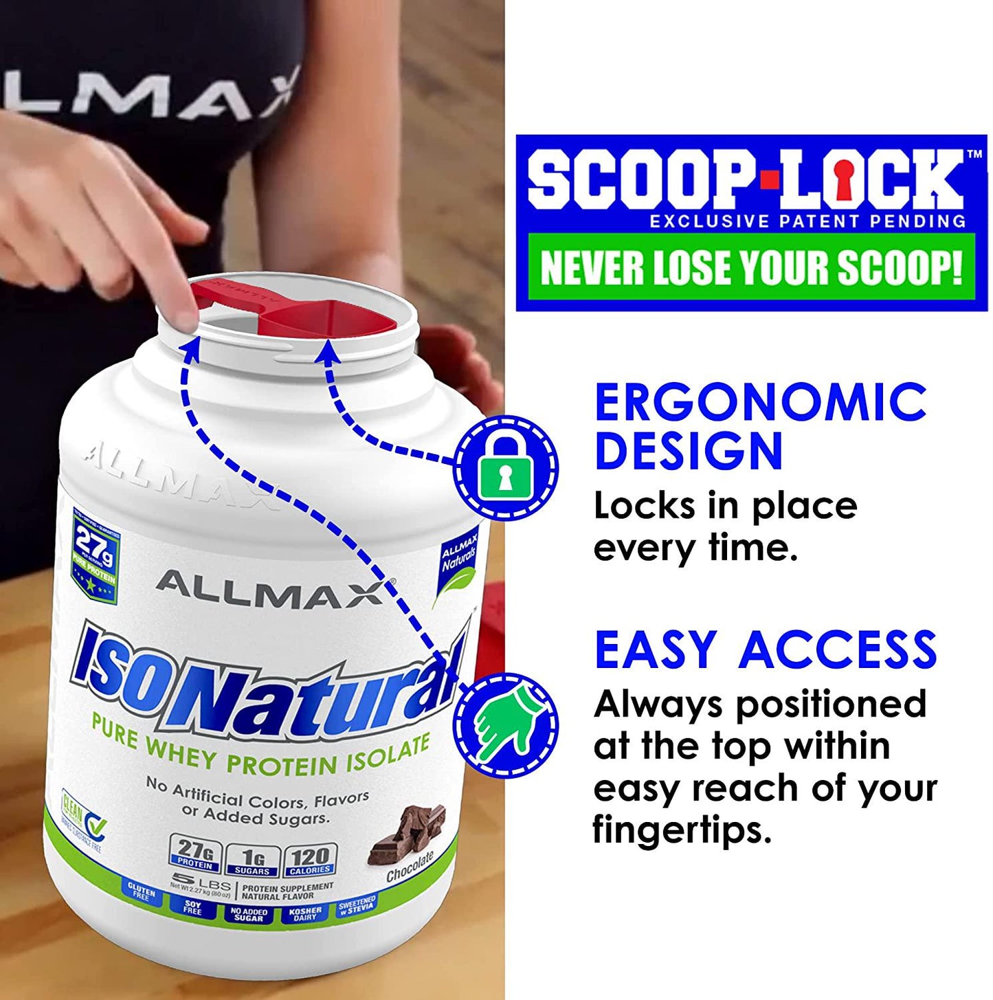 AllMax IsoNatural Natural Whey Protein Isolate, Chocolate, 907g 907g