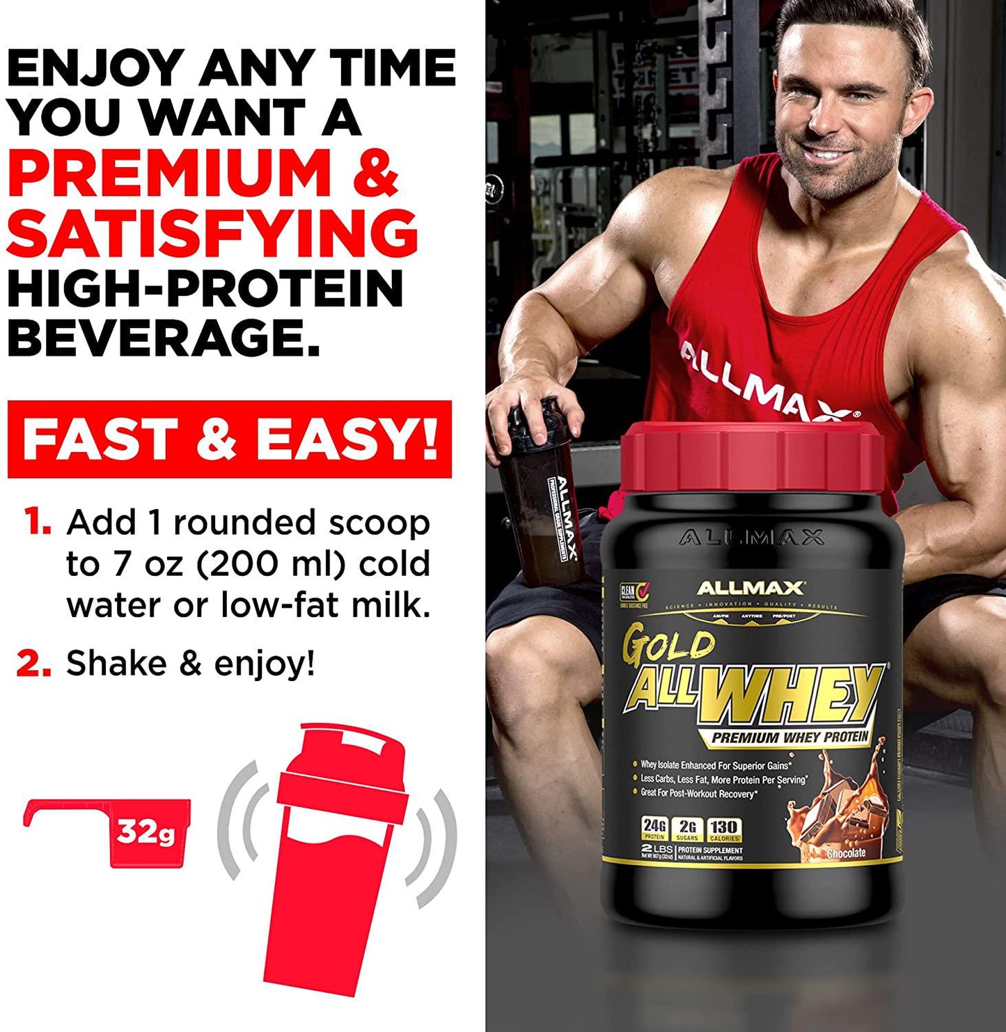 AllMax Nutrition - AllWhey Gold Premium Isolate/Whey Protein Blend Chocolate - 2 lbs.