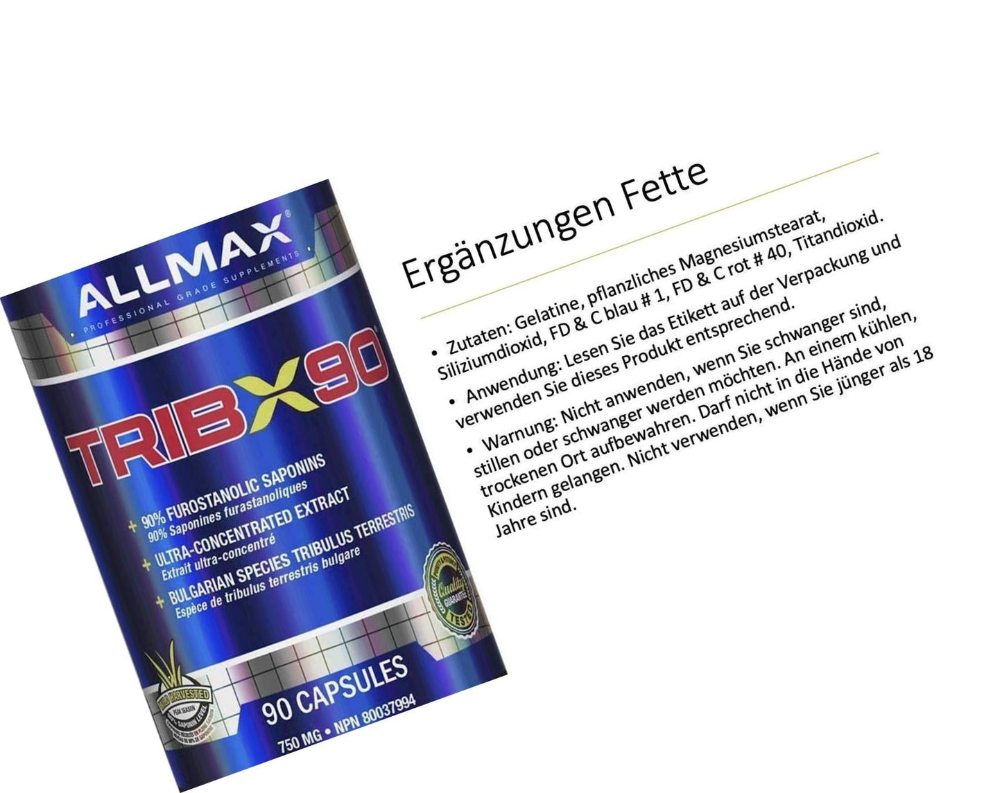 AllMax TribX90 Tribulus Terrstris Bulgarian Species, 90c