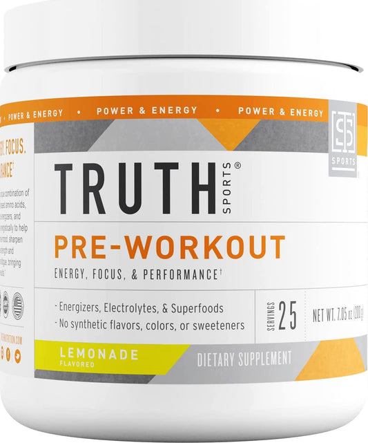 All Natural Pre Workout Powder- Plant Based, Keto and Vegan Friendly Preworkout - Energy, Focus and Performance - Boost Muscle Strength and Endurance- Truth Nutrition (30 Servings - Lemonade)