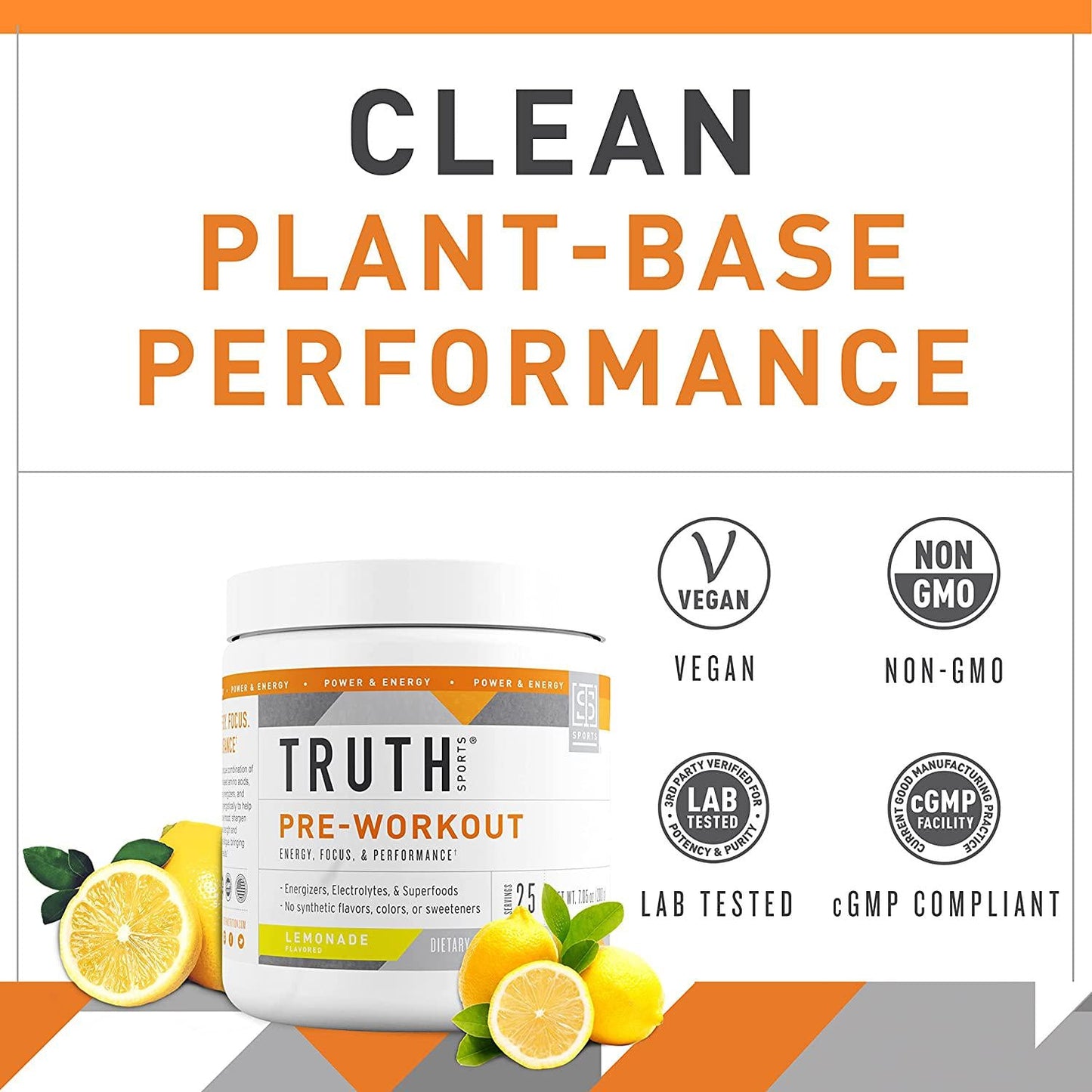 All Natural Pre Workout Powder- Plant Based, Keto and Vegan Friendly Preworkout - Energy, Focus and Performance - Boost Muscle Strength and Endurance- Truth Nutrition (30 Servings - Lemonade)
