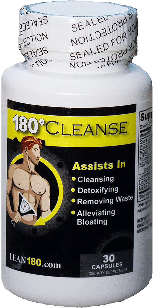 All Natural Weight Loss and Cleanse Supplement, Detox Your Body, Reduce Belly Bloating, Feel Better, Slim Down, Strong, Effective 15 Day Formula (30 Capsules) - Lean 180 Cleanse