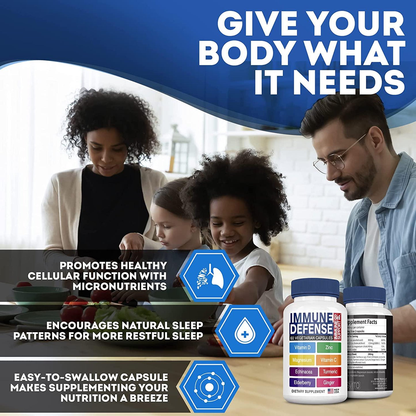 All-New Patent-Pending Immune Support Complex with Elderberry Vitamin C, Zinc Supplement, VIT D3 5000 iu, Magnesium, Ginger, Turmeric – Best Antioxidant Defence (120 Vegan Caps) Non-GMO, Gluten Free