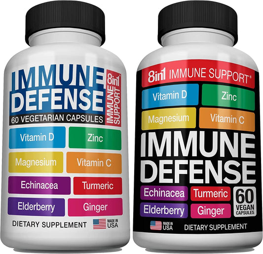 All-New Patent-Pending Immune Support Complex with Elderberry Vitamin C, Zinc Supplement, VIT D3 5000 iu, Magnesium, Ginger, Turmeric – Best Antioxidant Defence (120 Vegan Caps) Non-GMO, Gluten Free