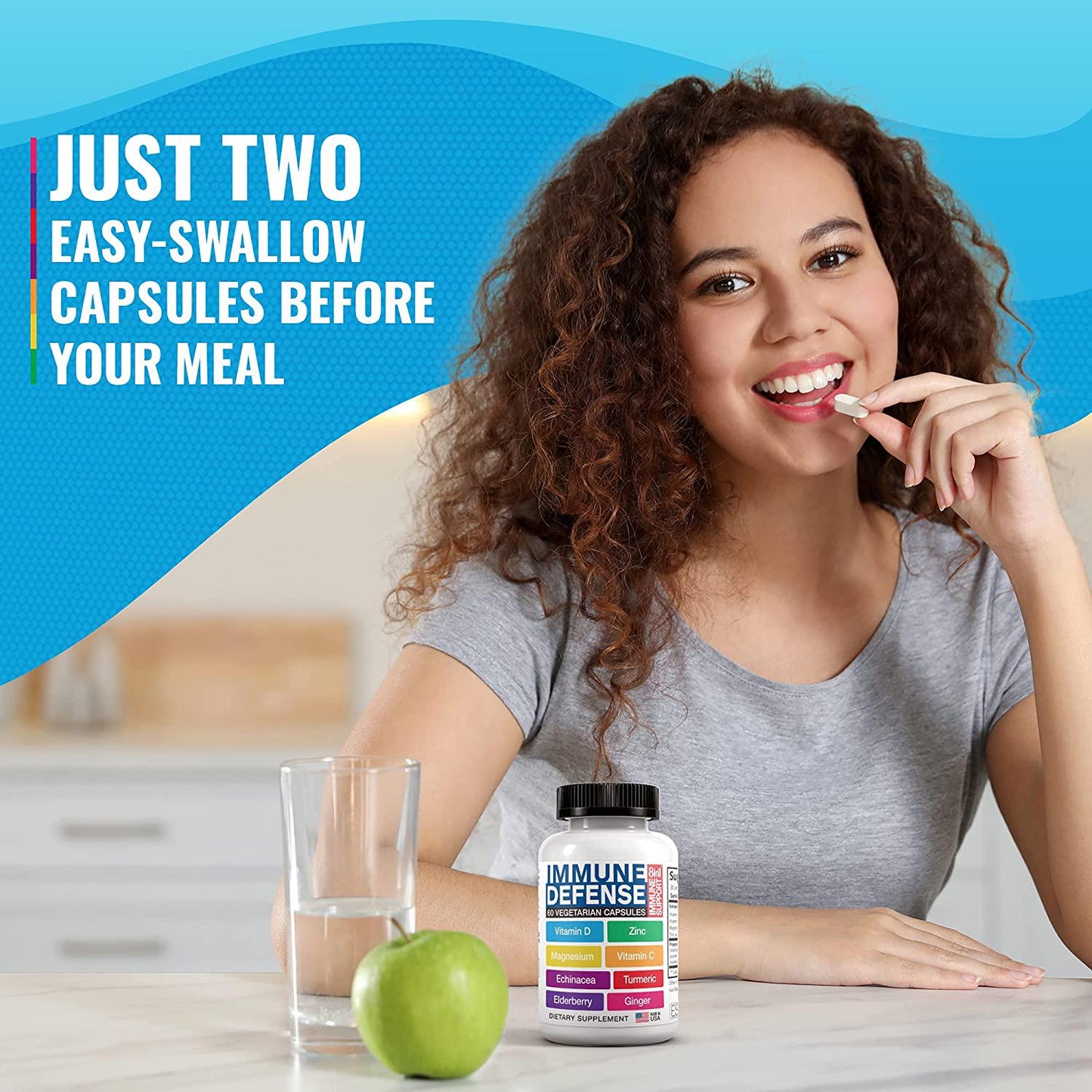 All-New Patent-Pending Immune Support Complex with Elderberry Vitamin C, Zinc Supplement, VIT D3 5000 iu, Magnesium, Ginger, Turmeric – Best Antioxidant Defence (120 Vegan Caps) Non-GMO, Gluten Free