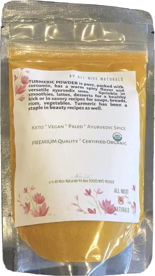 All Nice Turmeric Powder Premium Organic | Make Healthy Lattes, Smoothies, Indian Spice Dishes | Ayurvedic Antioxidant Superfood | 100% Pure Vegan Keto Paleo (Small, 4 oz)