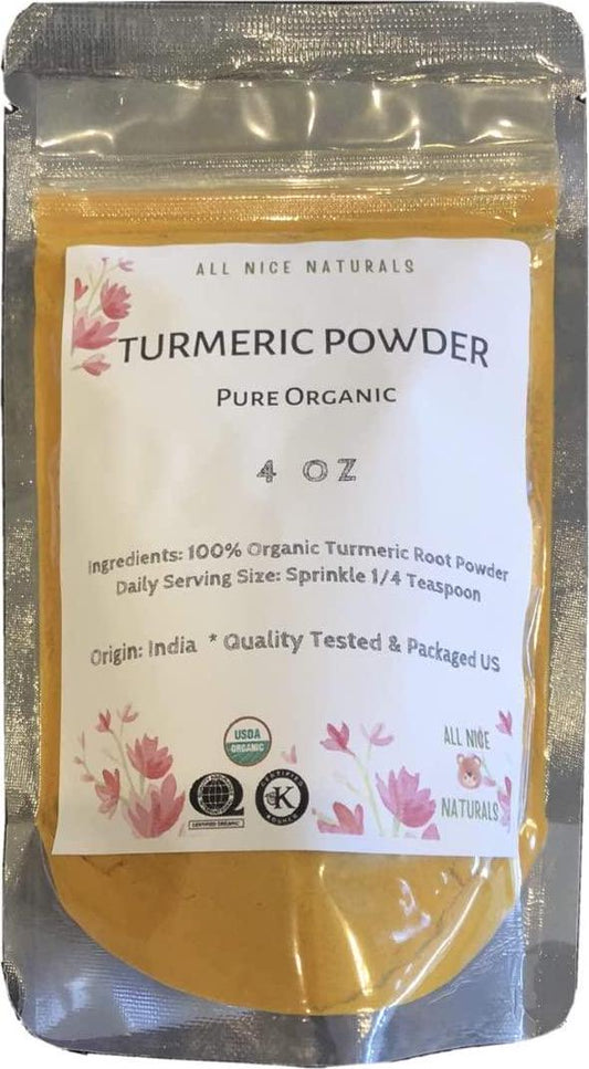 All Nice Turmeric Powder Premium Organic | Make Healthy Lattes, Smoothies, Indian Spice Dishes | Ayurvedic Antioxidant Superfood | 100% Pure Vegan Keto Paleo (Small, 4 oz)