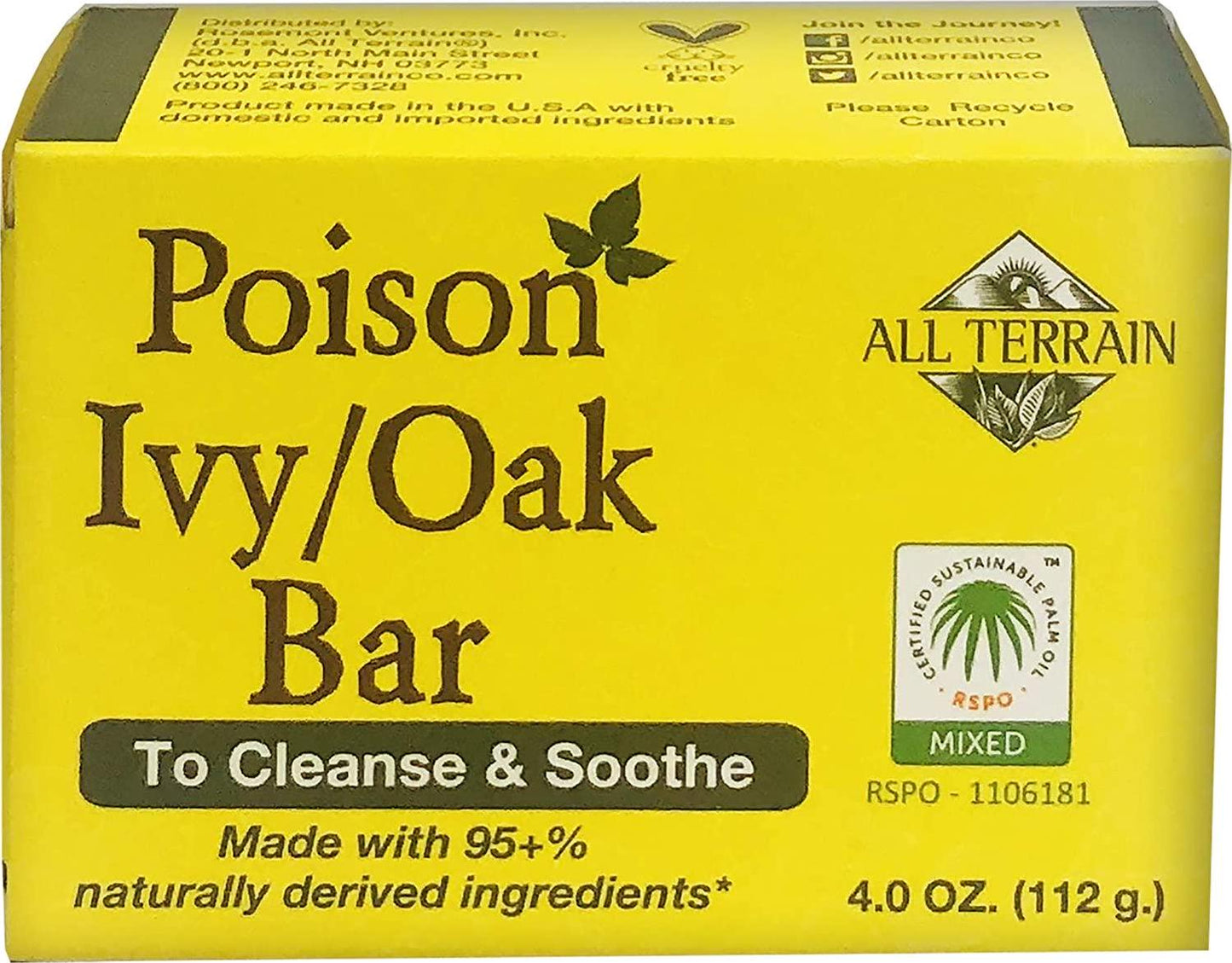 All Terrain Natural Poison Ivy Oak Relief, To Cleanse and Soothe Itchy and Irritated Skin