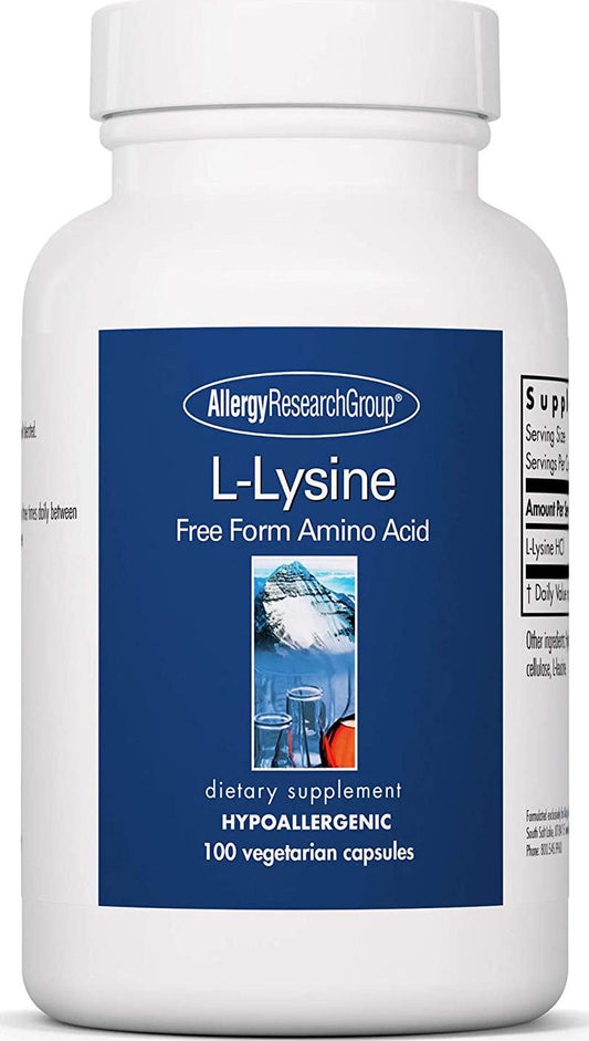Allergy Research Group - L-Lysine 500 mg - Collagen and Bone Health, Immune Support - 100 Vegetarian Capsules
