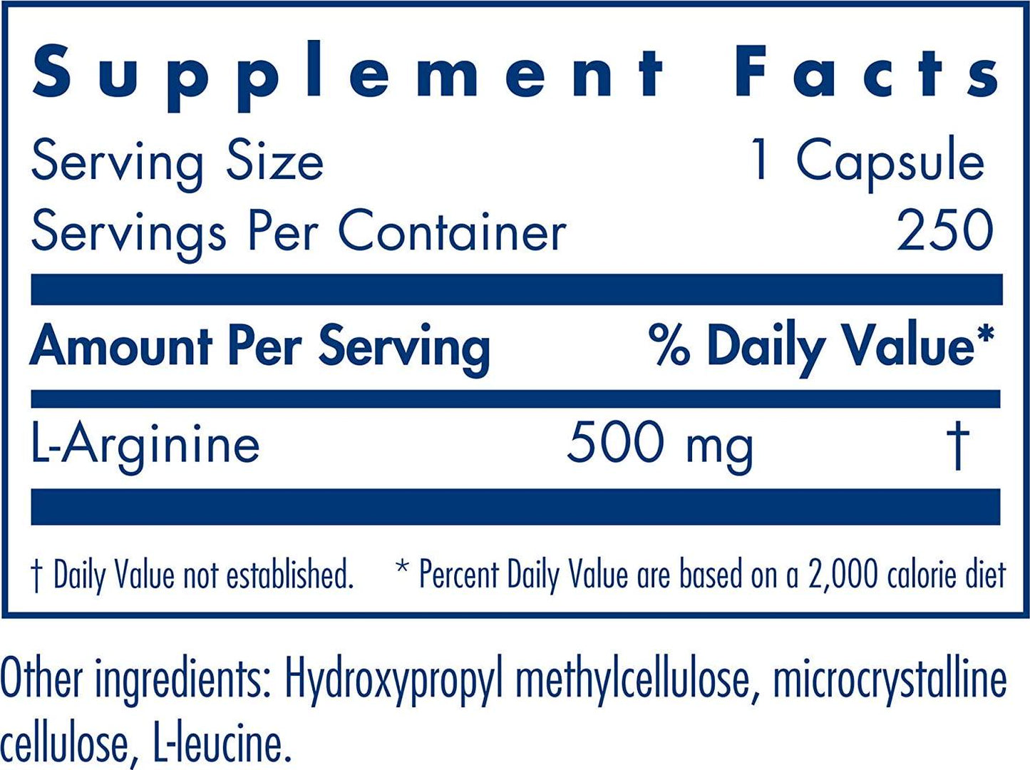 Allergy Research Group - L-Arginine 500 mg - Free Form Amino Acid, Blood Vessel - 250 Vegetarian Capsules