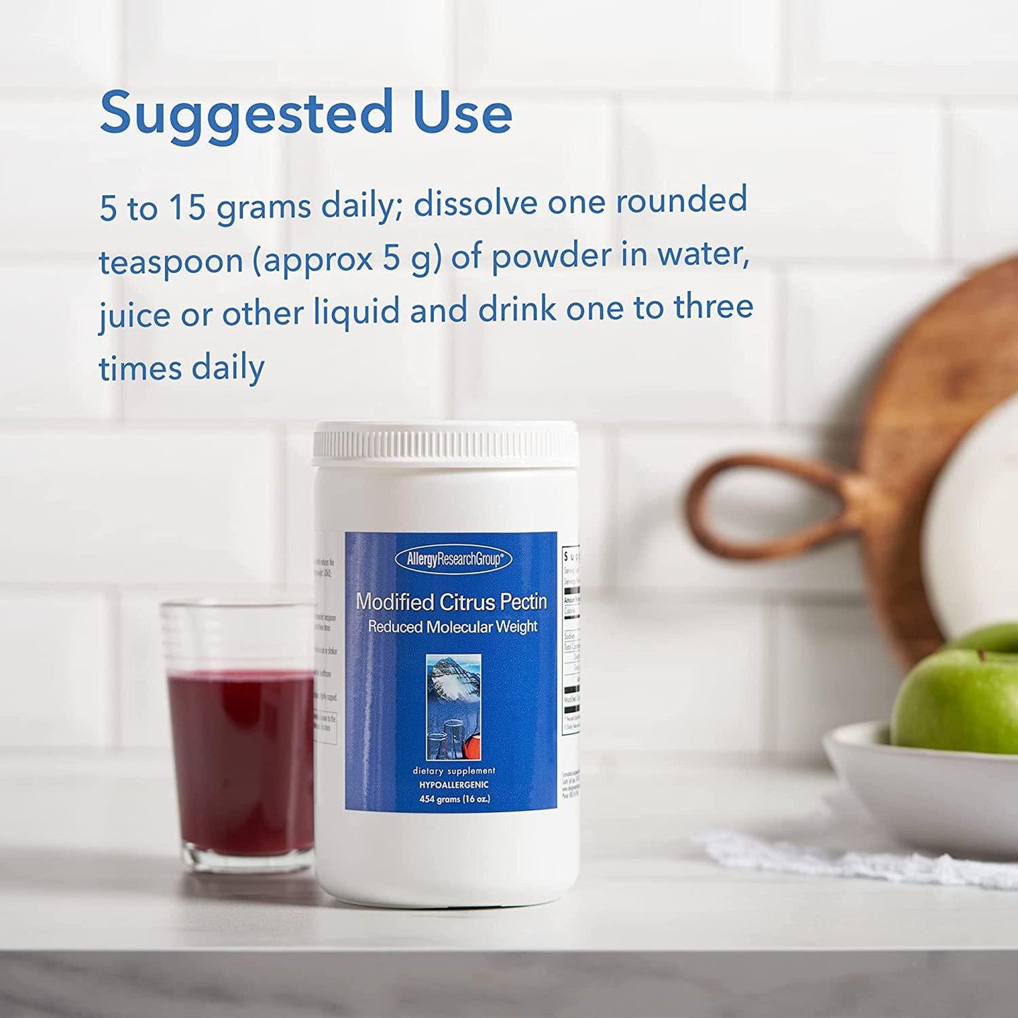 Allergy Research Group - Modified Citrus Pectin Powder - Low Molecular Weight - 454 g (16 oz)