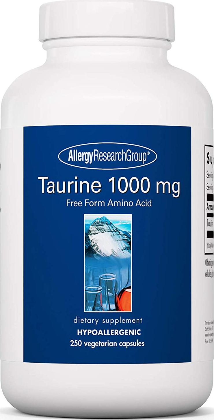 Allergy Research Group - Taurine 1000 mg - Energy, Cardiovascular Support - 250 Vegetarian Capsules