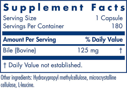 Allergy Research Group Ox Bile 125 mg 180 Vegicaps