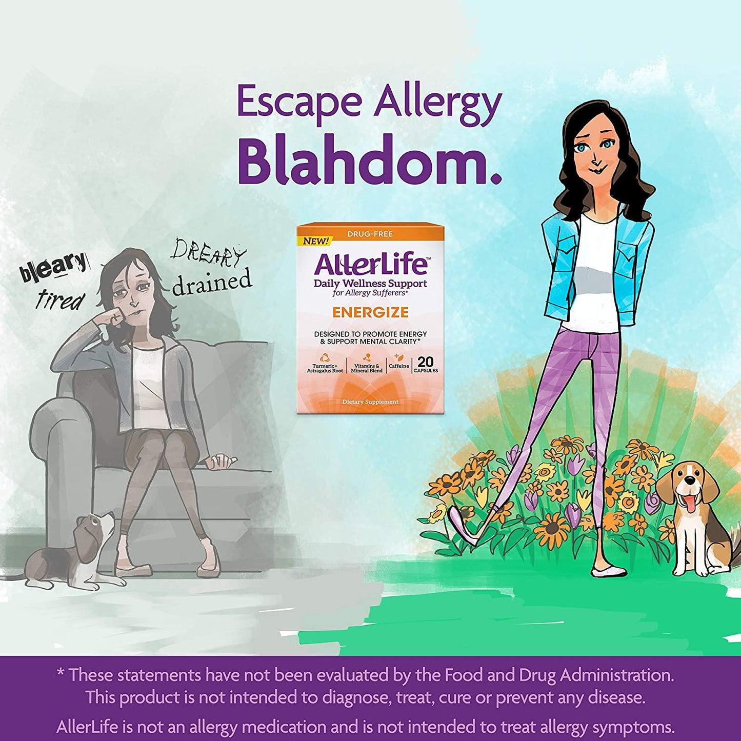 Allerlife Energize Tablets, Allergy Supplement and Energy Support, 20Count