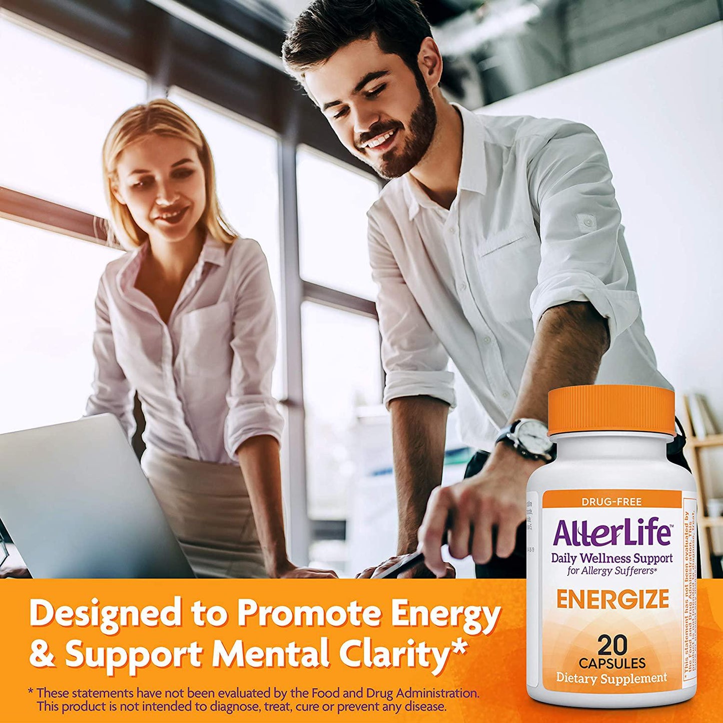 Allerlife Energize Tablets, Allergy Supplement and Energy Support, 20Count