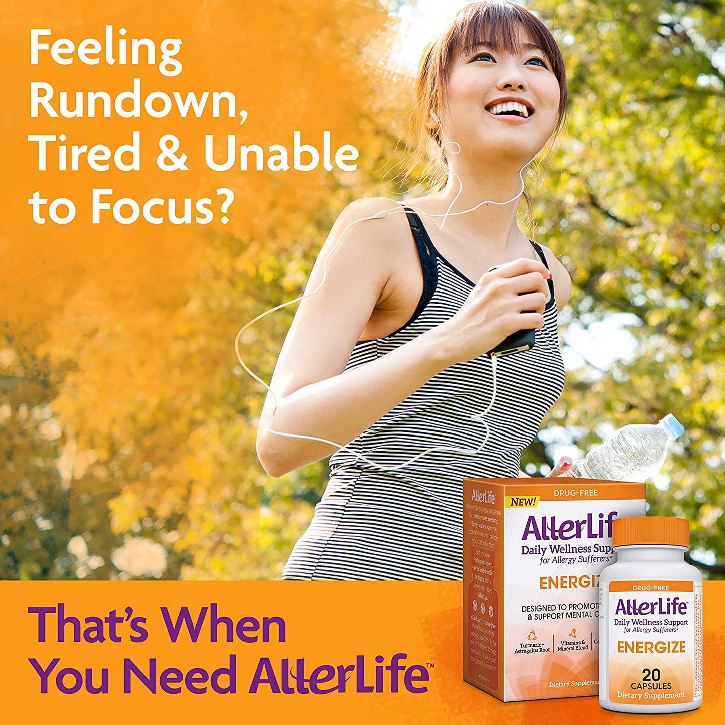 Allerlife Energize Tablets, Allergy Supplement and Energy Support, 20Count
