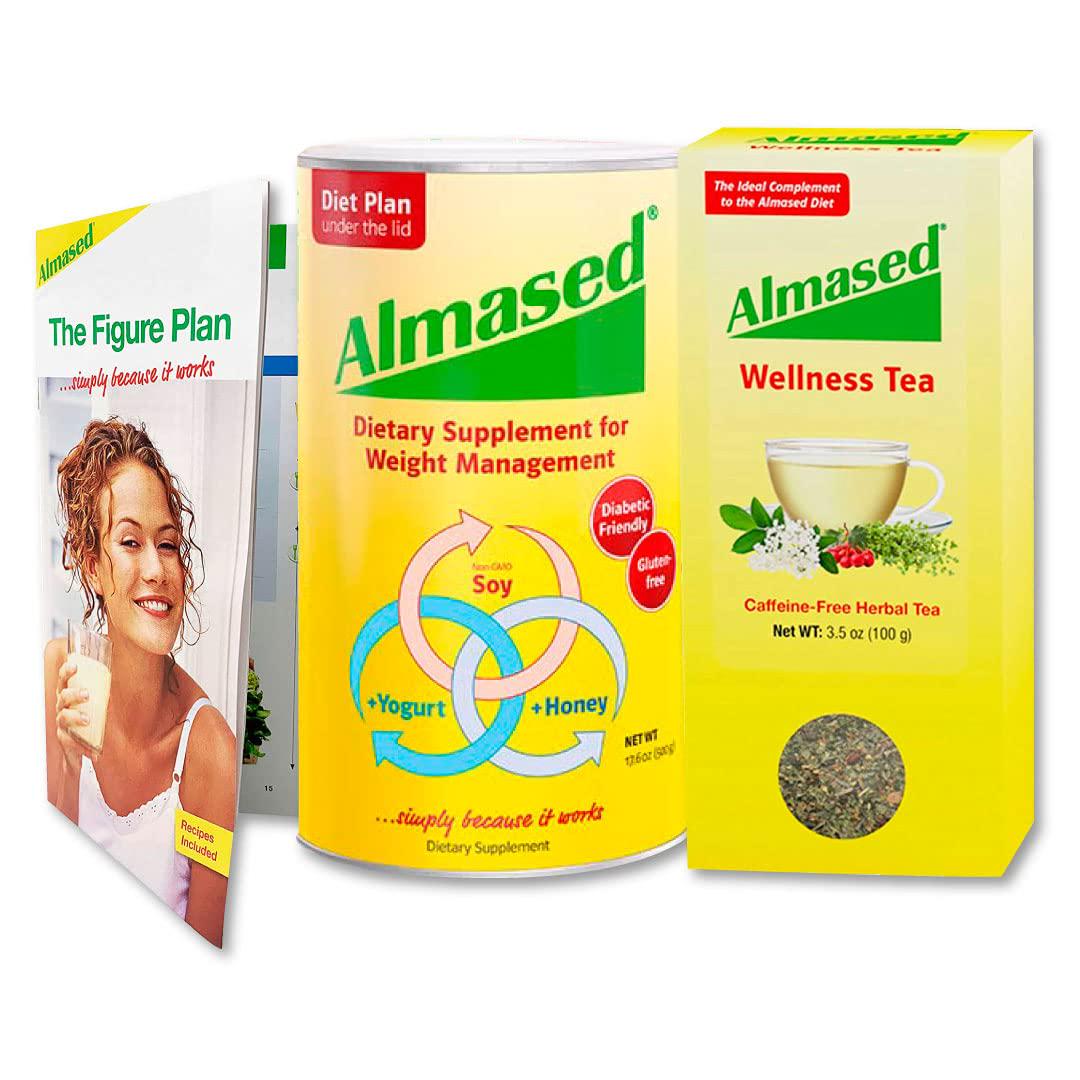 Almased Meal Replacement Shake and Wellness Tea - Plant Based Protein Powder for Weight Management -Tea for Calm Your Body - Gluten Free, No Sugar Added (Protein + Tea)