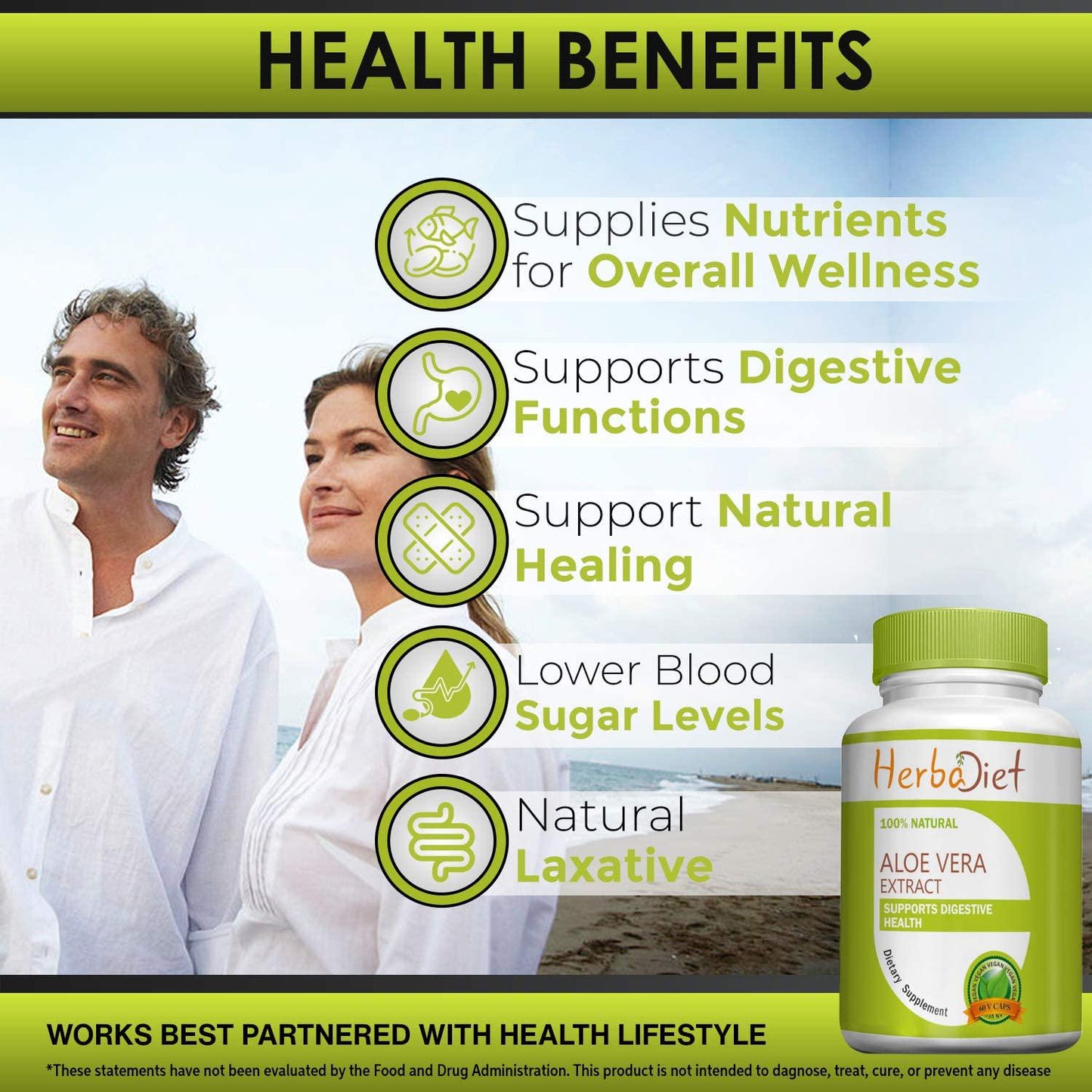 Aloe Vera 200:1 Extract Capsules | Natural Herbal Digestive Health, Detox, Digestion Support, Anti-Inflammatory Supplement | Non-GMO, Gluten Free (60 Capsules)