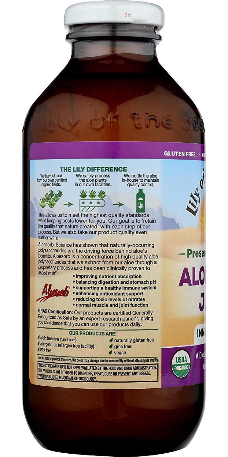 Aloe Vera Juice Organic No Preservatives - 16 oz - Liquid