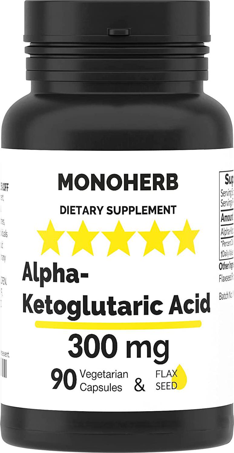 Alpha-Ketoglutaric Acid 300 mg per Capsule - 90 Vegetarian Capsules - AKG Supplement