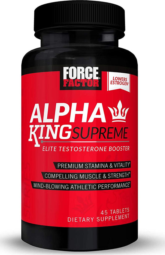 Alpha King Supreme Testosterone Booster for Men with Fenugreek Seed and Ashwagandha to Increase Drive and Vitality, Boost Performance, and Build Muscle and Strength, Force Factor, 45 Tablets
