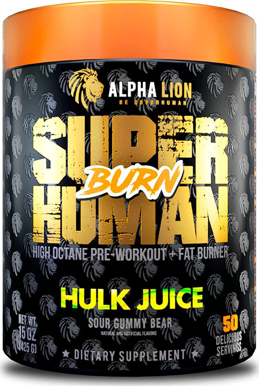 Alpha Lion Burn, 2 in 1 Fat Burning Preworkout Supplement, Appetite Suppressant and Energy Booster with Mitoburn, Acetyl L-Carnitine, Bitter Orange Extract 50 Servings (Hulk Juice)
