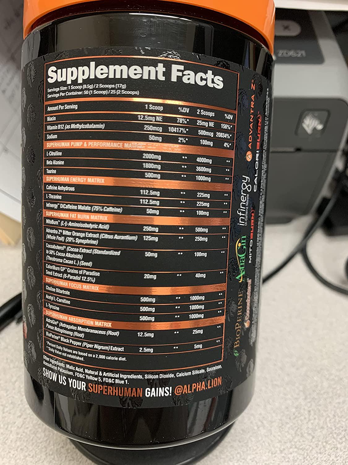 Alpha Lion Burn, 2 in 1 Fat Burning Preworkout Supplement, Appetite Suppressant and Energy Booster with Mitoburn, Acetyl L-Carnitine, Bitter Orange Extract 50 Servings (Hulk Juice)