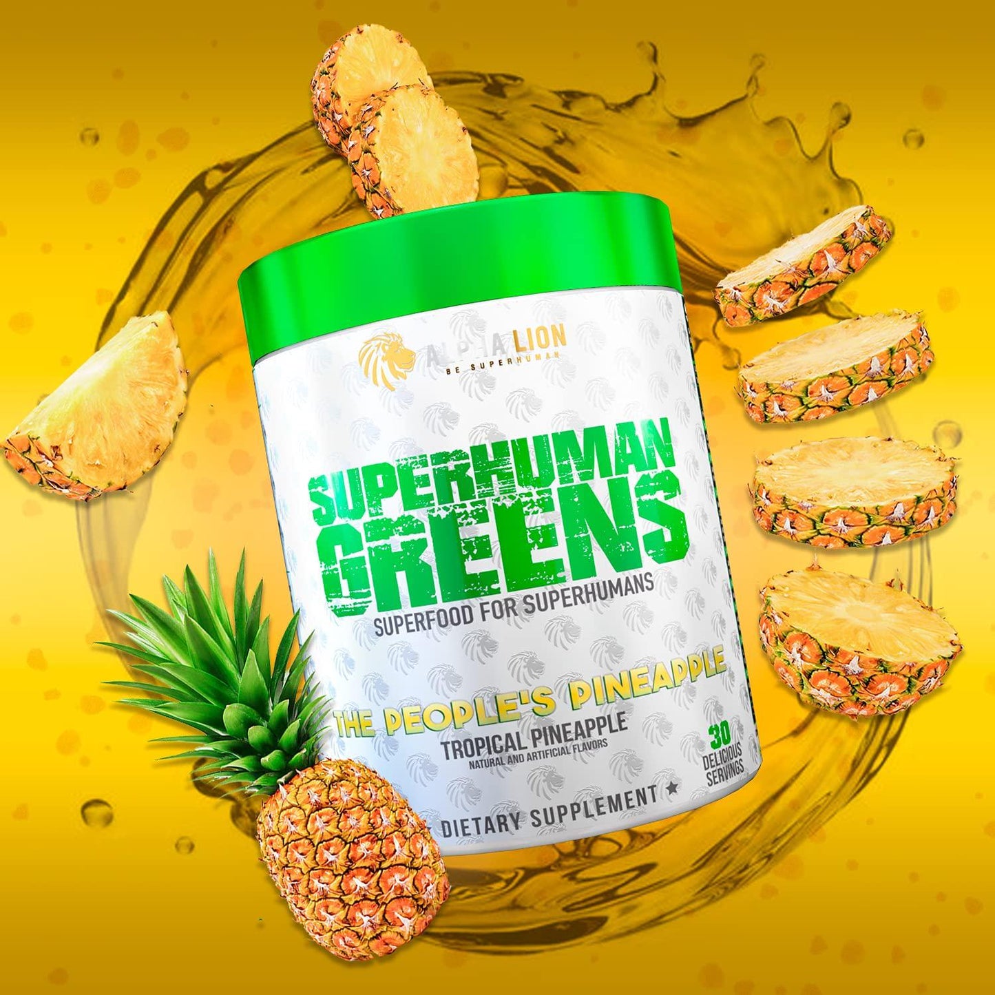 Alpha Lion Daily Greens, Powerful Blend with Over 40 Superfood in Every Scoop to Help Energy, Digestion, and Immune Function (30 Servings, The People's Pineapple)