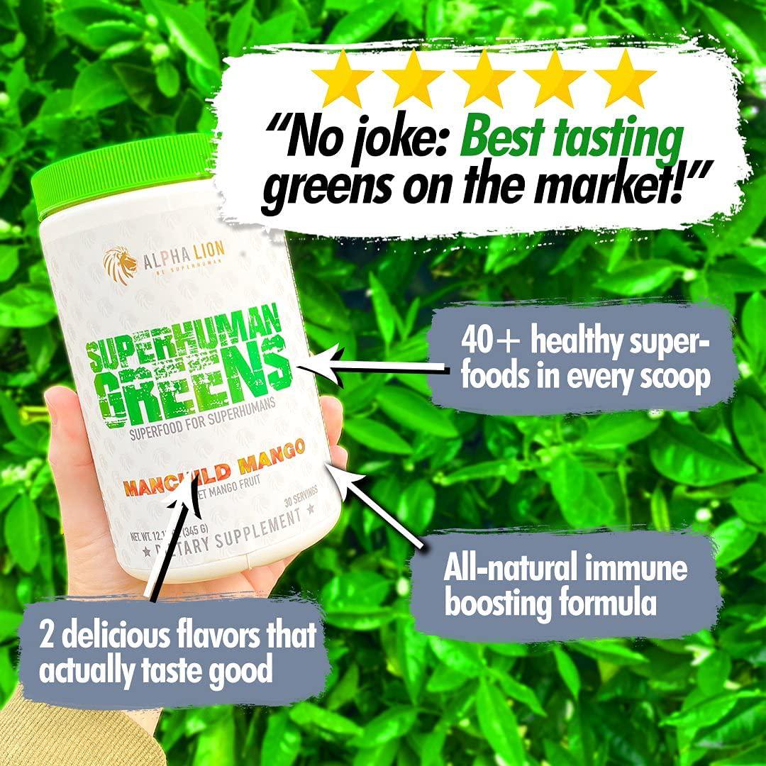 Alpha Lion Daily Greens, Powerful Blend with Over 40 Superfood in Every Scoop to Help Energy, Digestion, and Immune Function (30 Servings, The People's Pineapple)