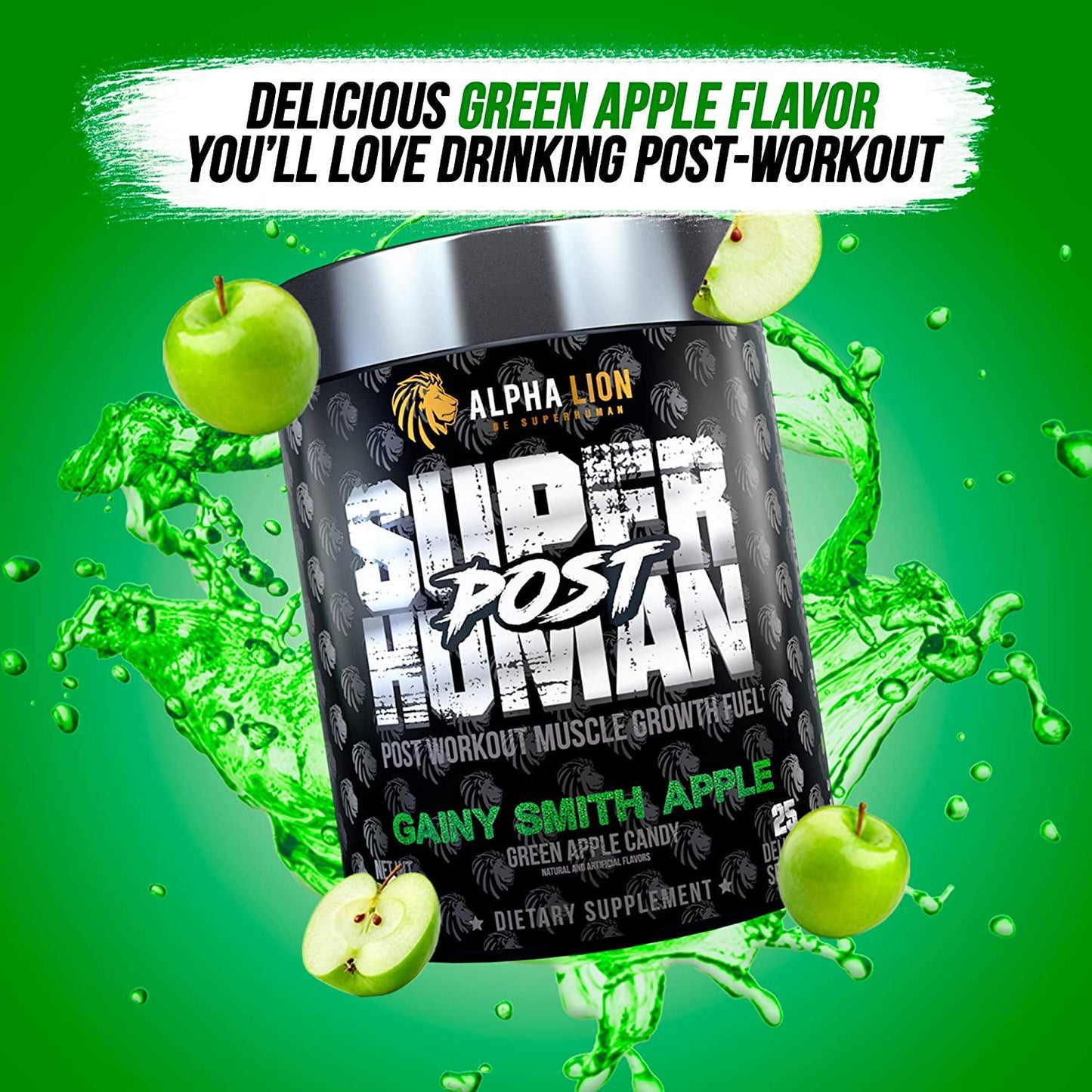 Alpha Lion, Post Workout Recovery, Fast Acting Post Workout for Men and Women (25 Servings, Gainy Smith Apple)