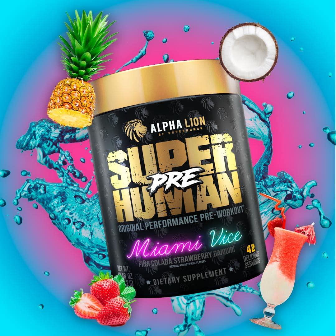 Alpha Lion Pre Workout, Increases Strength and Endurance, Powerful, Clean Energy Without Crash (42 Servings, Miami Vice)