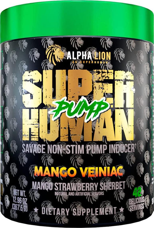 Alpha Lion Pump, Stimulant Free Preworkout, Balloon-Like Muscle Fullness Even After Your Workout (42 Servings, Mango Veniac)