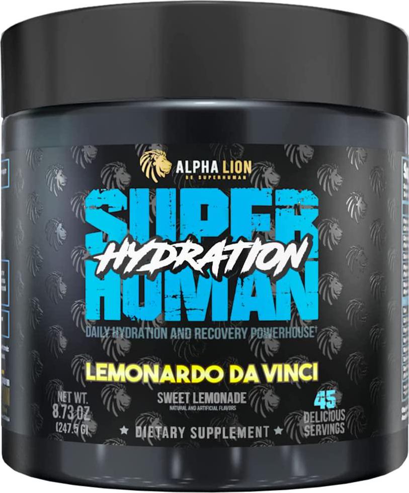 Alpha Lion Superhuman Hydration, Great Tasting Sugar Free Drink Mix, Six Essential Electrolytes, Increase Hydration and Performance, Trace Minerals Vital for Recovery (45 Servings, Sweet Lemonade)