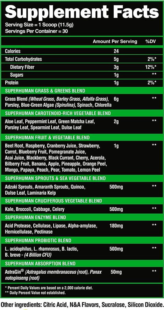 Alpha Lion Superhuman Greens, Powerful Superfood Blend (30 Servings, Manchild Mango)