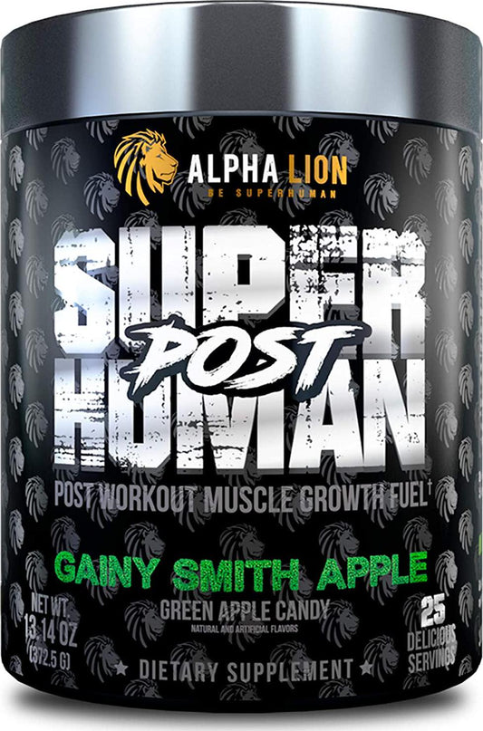 Alpha Lion Superhuman Post, Post Workout Recovery, Fast Acting Post Workout for Men and Women (25 Servings, Gainy Smith Apple)