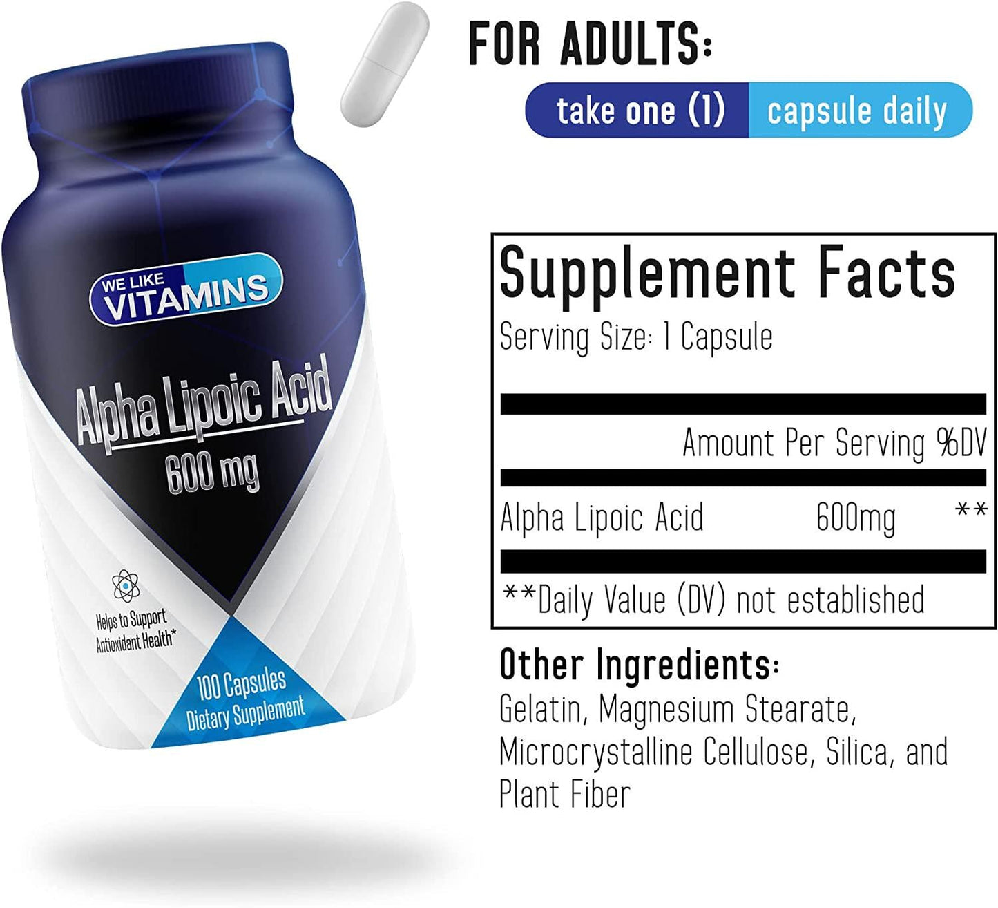 Alpha Lipoic Acid 600mg - Alpha Lipoic Acid Capsules Helps Support Antioxidant Health Along with Free Radical Protection (100 Count (Pack of 1))