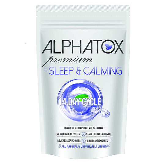 Alphatox 14 Day Sleep and Anxiety Support, Herbal Body Cleanse Tea, Help Relieve Stress, Support Healthy Sleep Cycle, Cleanse Your Body of Toxins, 14 Herbal Tea Bags