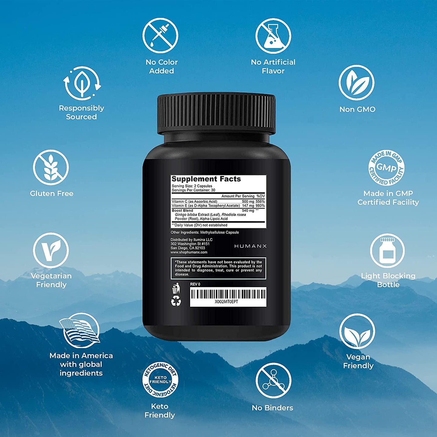 Altitude Supplement 1187 mg - Altitude Boost Supplement to Gain an Altitude Advantage - Altitude Adjustment Pills - Altitude Pills - Altitude Support for Athletes - by Humanx