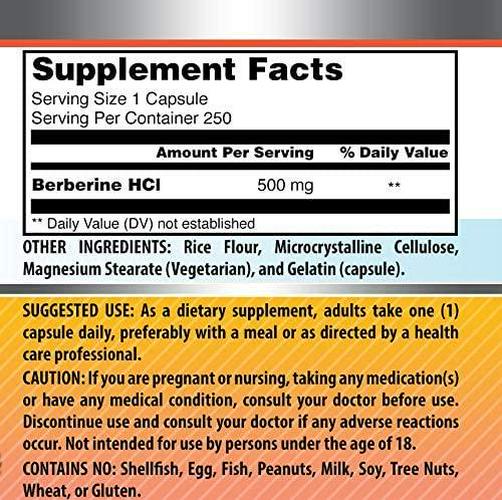Amazing Formulas Berberine Plus 500 mg Capsules - Supports Immune System - Supports Glucose Metabolism - Aid in Healthy Weight Management (250 Count)