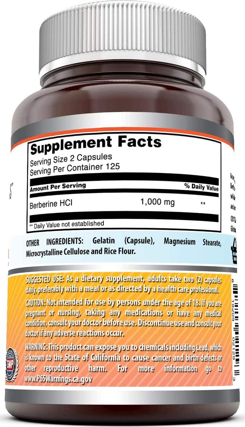 Amazing Formulas Berberine Plus 500 mg Capsules - Supports Immune System - Supports Glucose Metabolism - Aid in Healthy Weight Management (250 Count)
