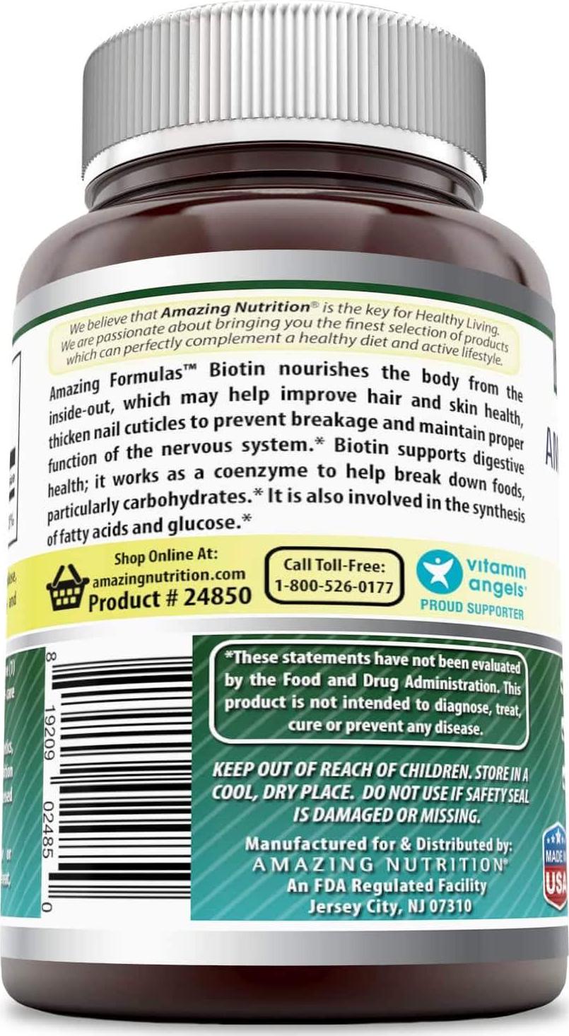 Amazing Formulas Biotin 10000 Mcg, 120 Tablets- Supports Healthy Skin and Hair - Promotes Overall Good Health