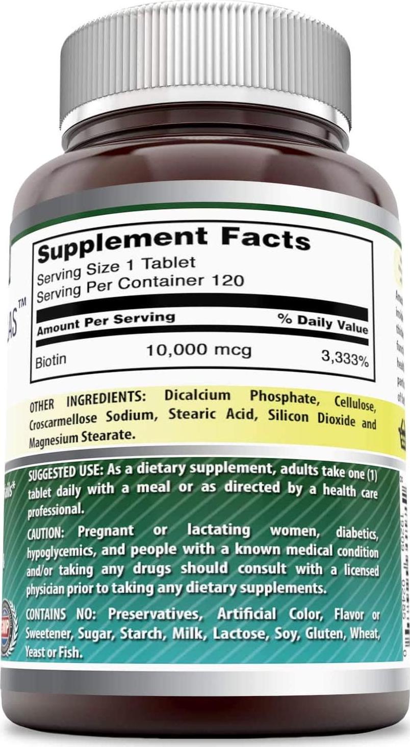 Amazing Formulas Biotin 10000 Mcg, 120 Tablets- Supports Healthy Skin and Hair - Promotes Overall Good Health